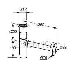 Фото Cифон для раковины Kludi New Waves (5701005-00) хром