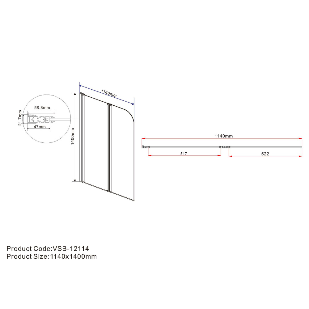 Душевая шторка на ванну Vincea VSB (VSB-12114CLB) черный