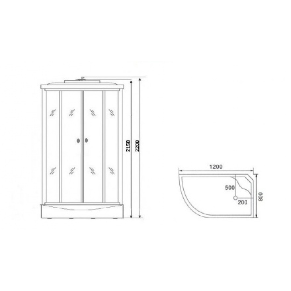 Душевая кабина 120x80x220 Niagara (NG-1903-01L) С гидромассажем, акрил, Поддон низкий