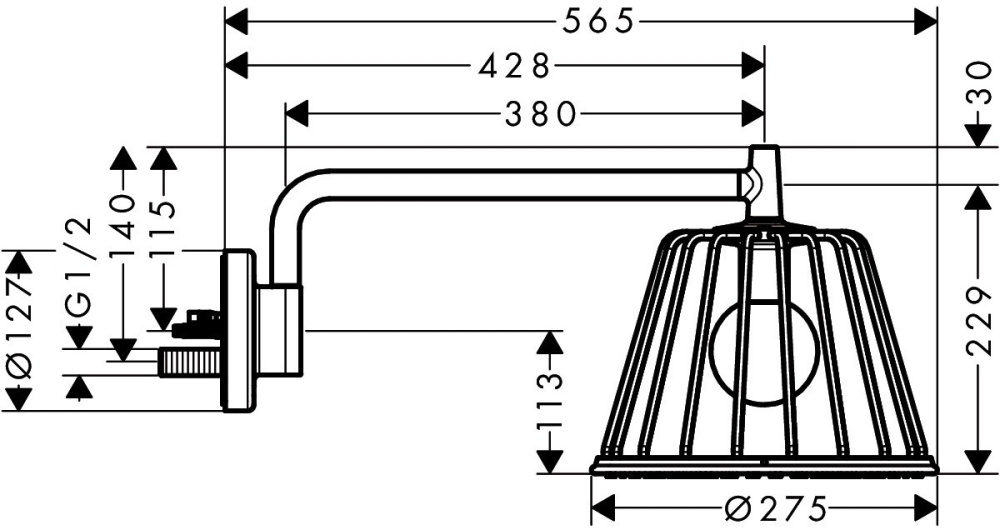 AXOR LampShower 26031000 Верхний душ - настенный Ø 275 см (хром)