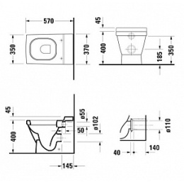 Приставной унитаз Duravit 2nd Floor 0110090000, белый