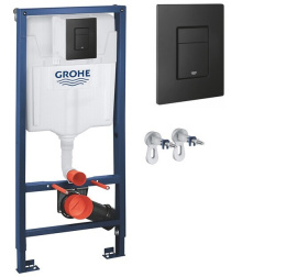 Инсталляция для унитаза GROHE Rapid SL 38811KF0 с кнопкой, черная матовая, комплект 3 в 1