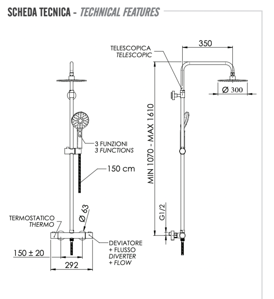 Фото Душевая система термостатическая Remer Elegance EQ32A8MPMD30