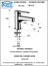 Смеситель Remer для раковины RR W11S