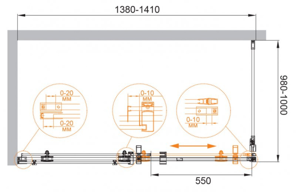 Фото Душевой уголок Cezares Stylus-M STYLUS-M-AH-1-140/90-C-Cr, 140 х 90 см, профиль хром, стёкла прозрач