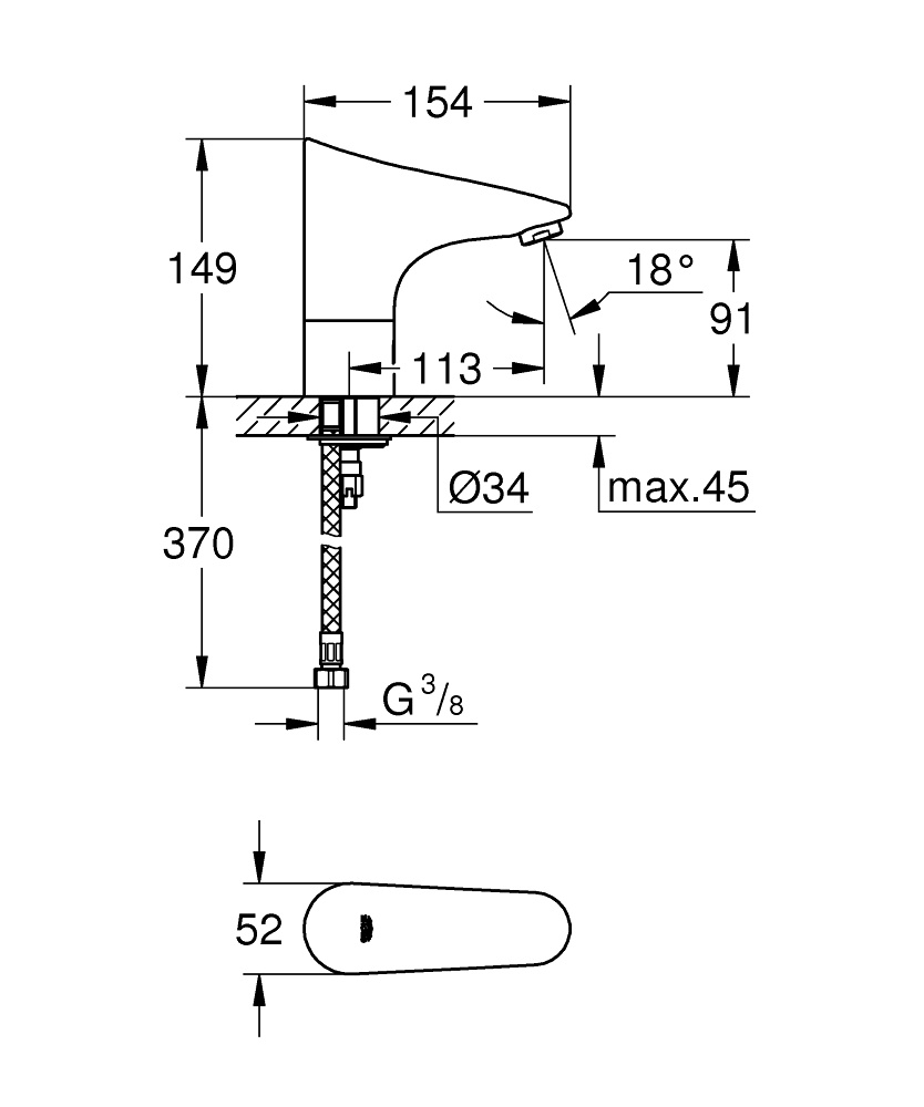 Фото Grohe Europlus 36208001 Кран, для раковины