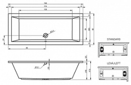 Акриловая ванна 190x80 Riho (B015001005), прямоугольная, Гидромассаж: установка по желанию