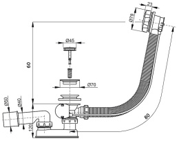 Фото Слив-перелив для ванны Alcadrain (A55K-80-RU-01) хром