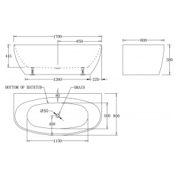 Акриловая ванна 170x80 BelBagno (BB83-1700), овальная