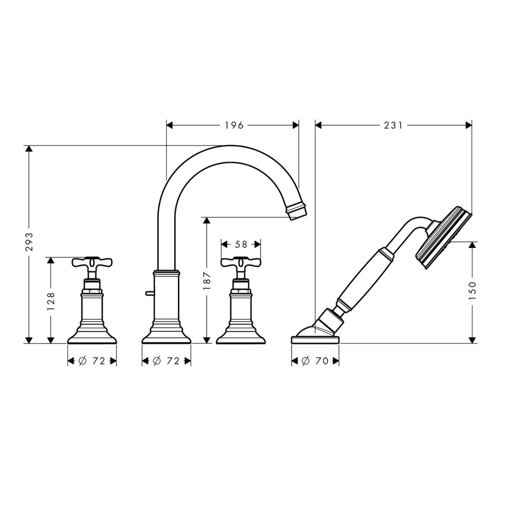 Фото AXOR Montreux 16546830 Смеситель на борт ванны (Полированный никель)