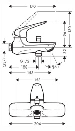 Фото Смеситель для ванны Hansgrohe Novus 71042000, без отражателей