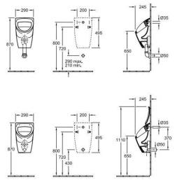 Villeroy&Boch O'Novo 755705R1 Писсуар подвесной (альпийский белый)