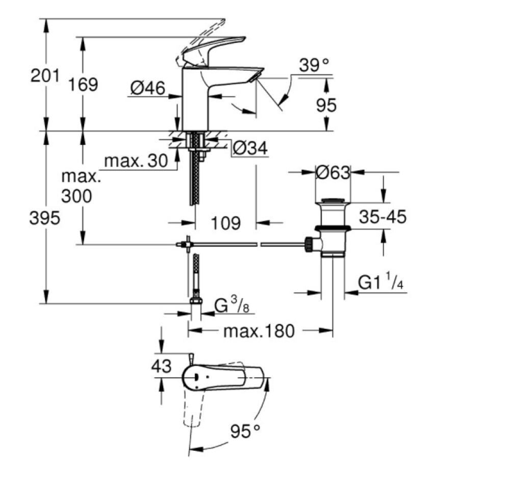 Фото Смеситель для раковины Grohe Eurosmart 32926003