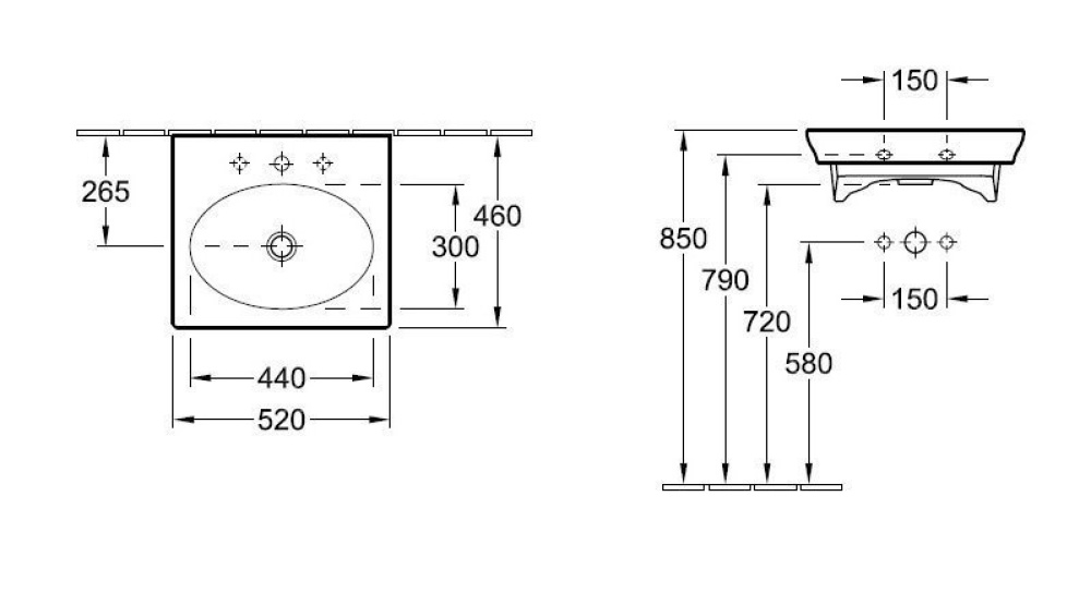 Фото Раковина 7324G0R2 VILLEROY&BOCH LA BELLE, 520х460 мм