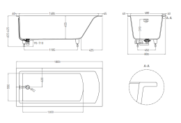 Фото Ванна встраиваемая 180х80 Salini Cascata (104513G) Белый