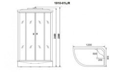 Душевая кабина 120x80x220 Niagara (NG-1910-01R) акрил, Поддон высокий