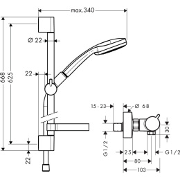 Душевой гарнитур Hansgrohe Croma 100 (27034000) хром, белый