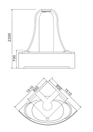 Акриловая ванна 150x151 Gemy (G9069 K), четверть круга