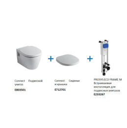 Инсталляция Ideal Standard ProSys Eco Frame M W220101 с унитазом Connect E803501, сиденье микролифт 