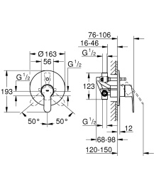 Смесители для душа Смеситель для ванны Grohe Eurostyle Cosmopolitan 33637002 встраиваемый без излива