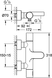 Grohe Grohtherm 3000 Cosmopolitan 34276000 Термостат для ванны, с изливом