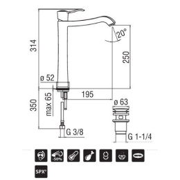 NOBILI Sofi SI98128/2BR Высокий меситель для раковины