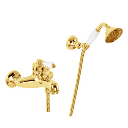 Фото Migliore Ermitage 18627 Смеситель для ванны внешний, ручка белая, золото