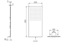 Фото Remer Ultra RR350UF NO Душевая головка настенная 500*250mm (сталь) черн.матовый