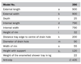 Поддон душевой Kaldewei Superplan Mod 390-2 90 x 90 x h12 cм, 446935000001 anti-slip