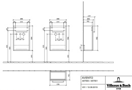 Тумбы, подстолья Villeroy Boch Avento A87601B4 Тумба под раковину 340х202 мм петли правые (белое стекло)