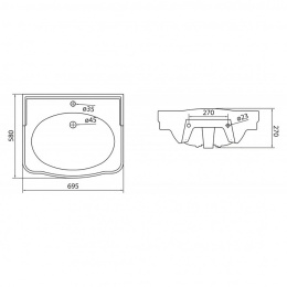 Раковина 70 см BelBagnoBoheme (BB115L) прямоугольная