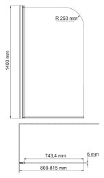 Фото Стеклянная шторка WasserKraft Leine 35P01-80 для душа, распашная, одностворчатая