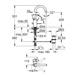 Grohe Eurosmart Cosmopolitan 32830000 Смеситель для раковины, стандартный