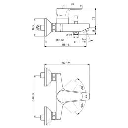 Смеситель Ideal Standard Cerafine D для ванны с душем, серый жемчуг, BC692U8