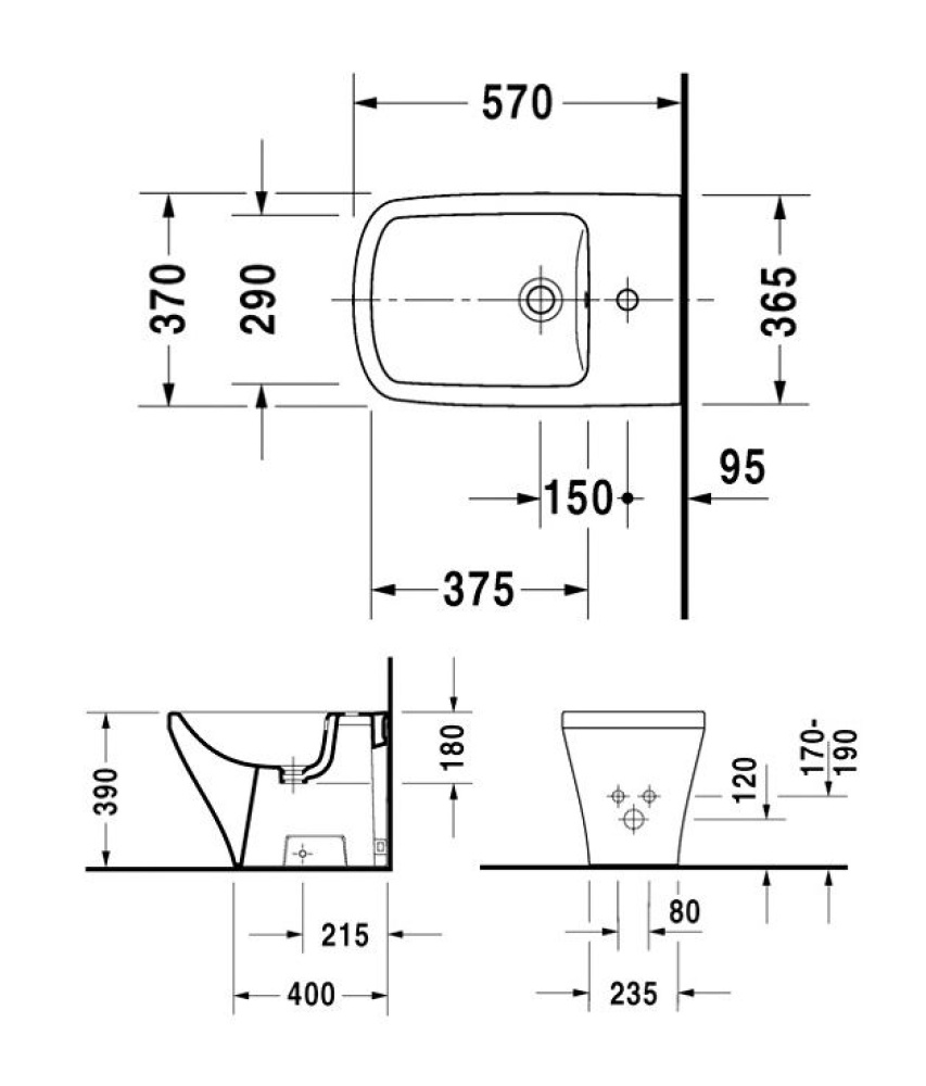 Биде напольное Duravit Durastyle 2284100000, белый