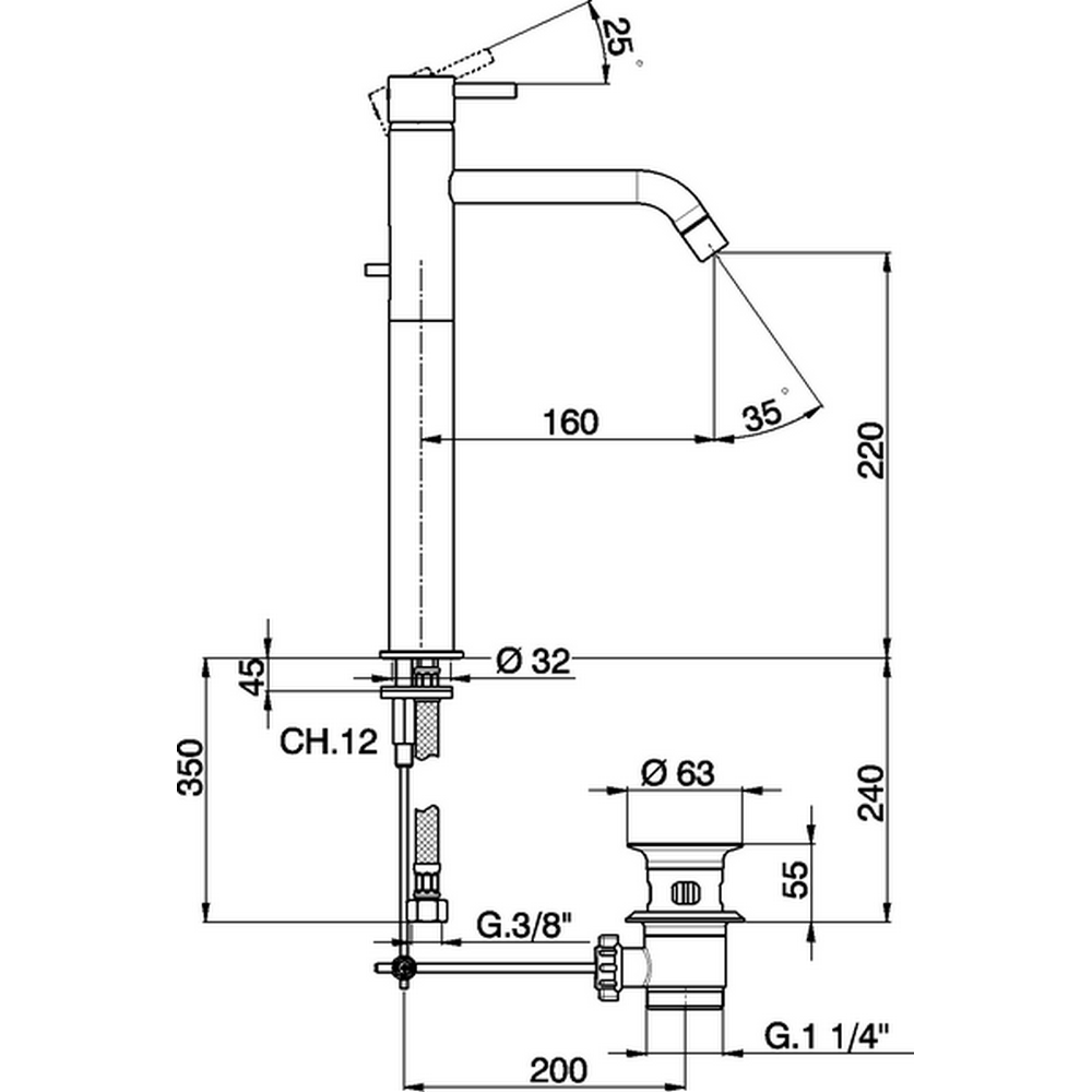 Смеситель для раковины Cisal Less Minimal LM00152021, хром