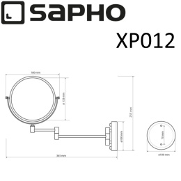 Фото Sapho Diamond XP012 Настенное косметическое зеркало DIAMOND d150 мм, бронза