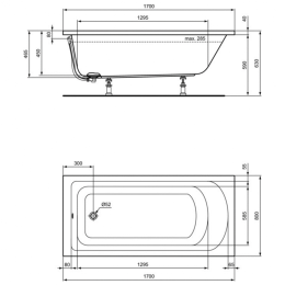 Акриловая ванна 170x80 Ideal Standard  (K274701), прямоугольная