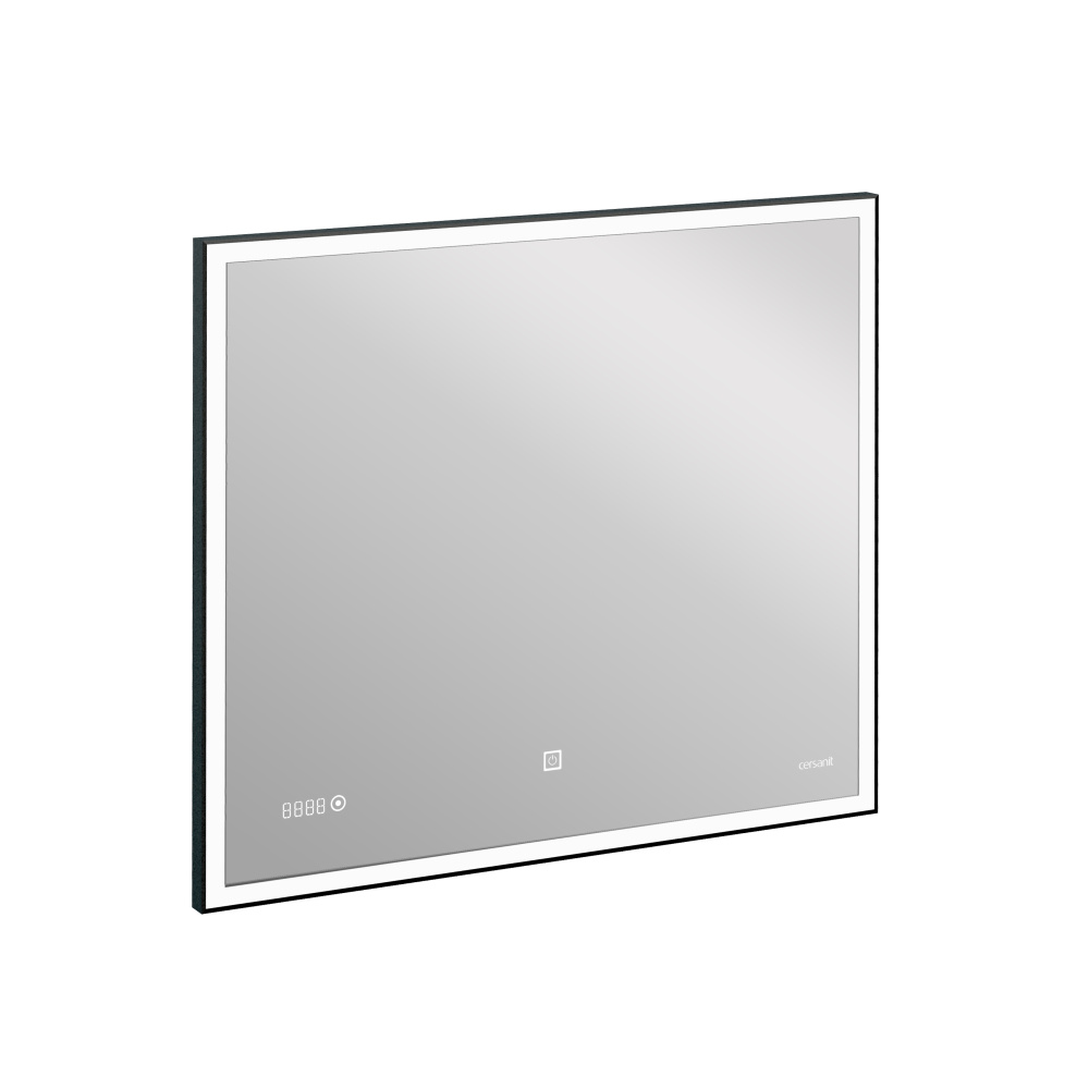 Cersanit KN-LU-LED011*80-d-Os Зеркало LED 011 design 80x70 с подсветкой часы металл. рамка прямоугол