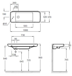 Раковина Jacob Delafon Formilia Rondik E4483-00 100 х 37 см