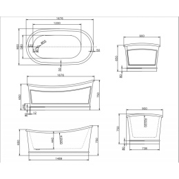 Акриловая ванна 170x90 BelBagno (BB32-CF36), пятиугольная