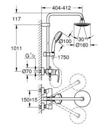 Grohe Tempesta New Cosmopolitan 26224000 Душевая система, поворотная со смесителем