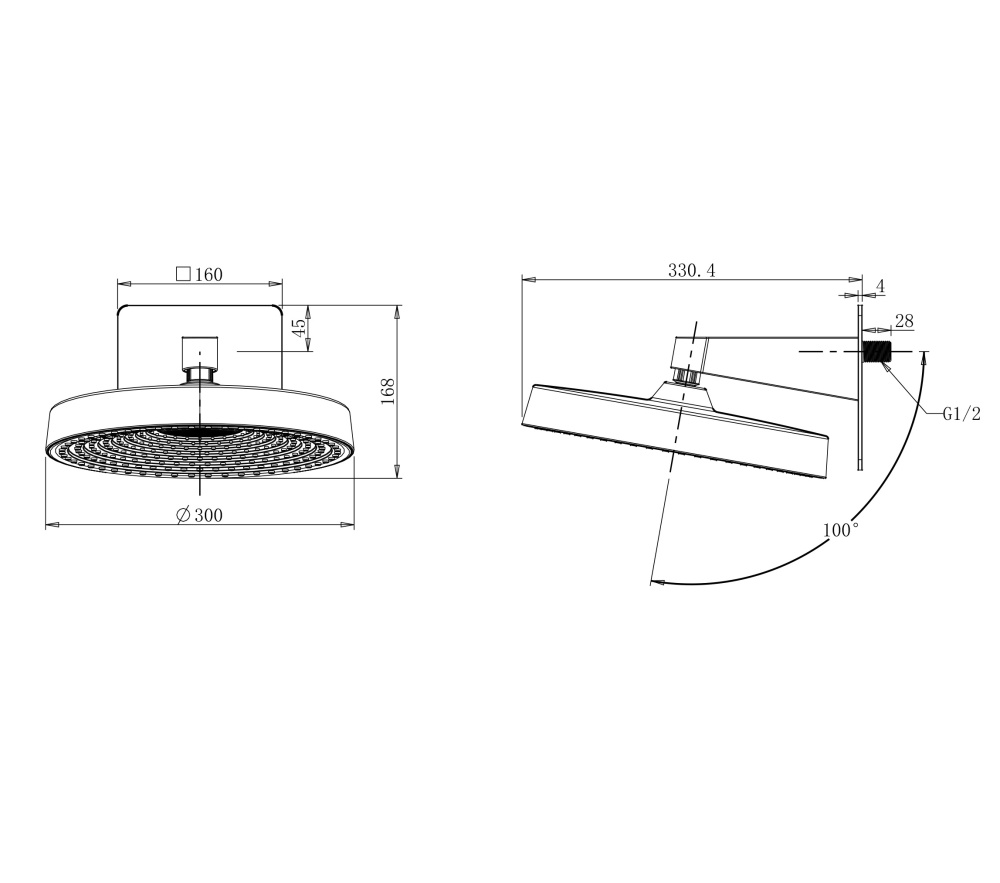 Верхний душ Wonzon&Woghand (WW-HS099-BG) Золото