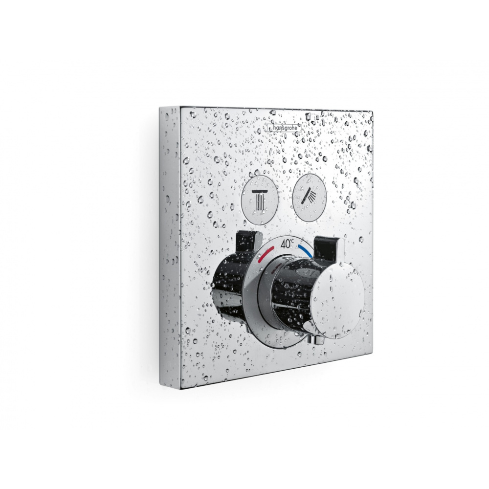 Термостатический смеситель для душа 15738600 Hansgrohe ShowerSelect Glass (черный, хром)
