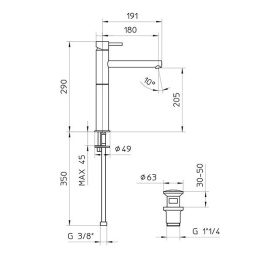 Смеситель для раковины Bossini Oki Z005303.073 Черный матовый