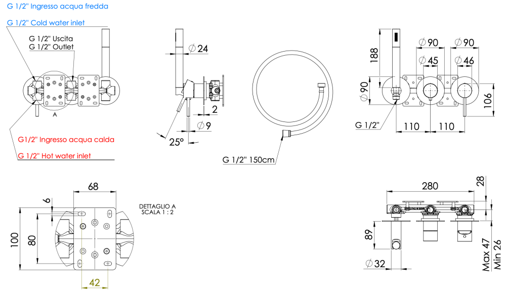 Фото Смеситель для душа Remer X Style X97D3PXV, сталь