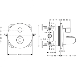 Встраиваемый термостатический смеситель для душа Ideal Standard CERATHERM A4659AA