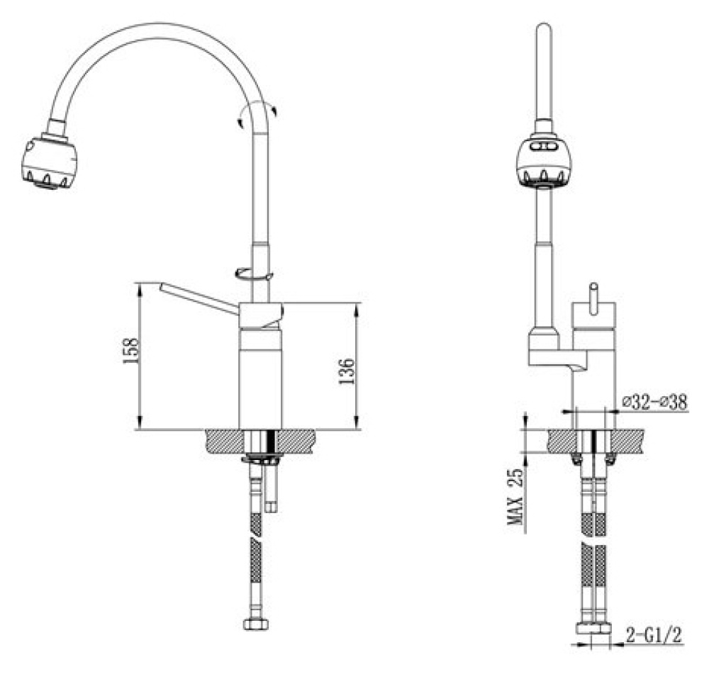 Фото Смеситель для кухонной мойки Timo Saona (2308FS chrome)