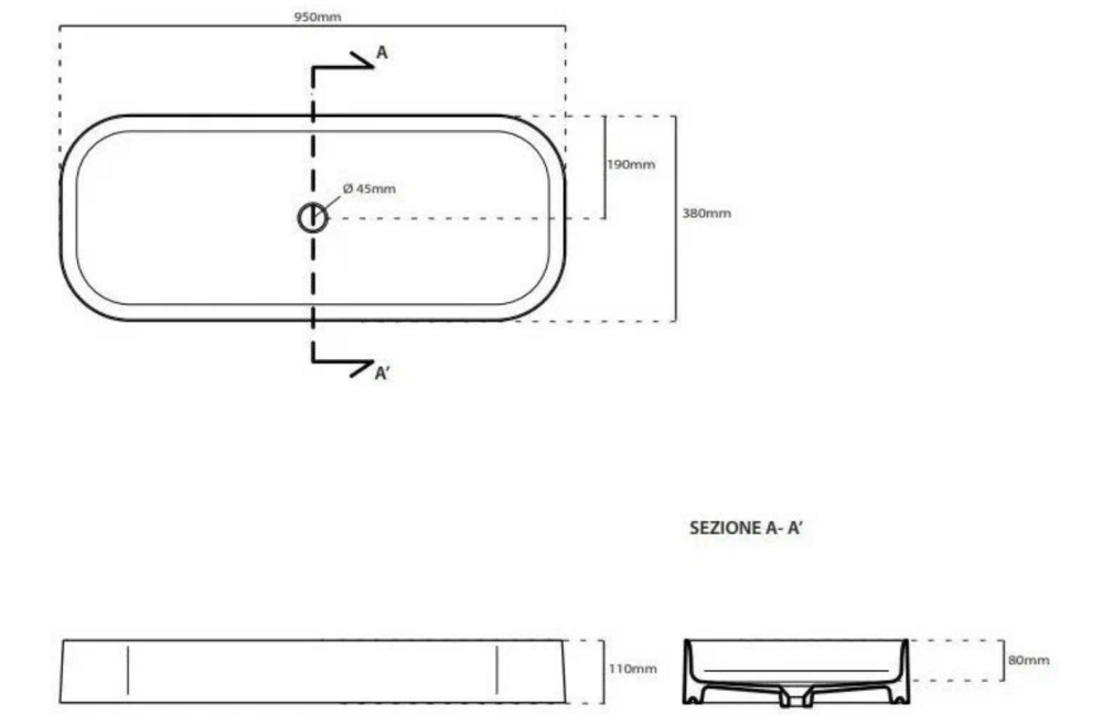 Фото Раковина накладная Galassia SmartB 7411NEMT 11х38х95см, черная матовая
