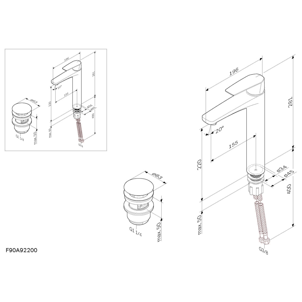 Смеситель для умывальника Am.Pm Gem (F90A92200) хром